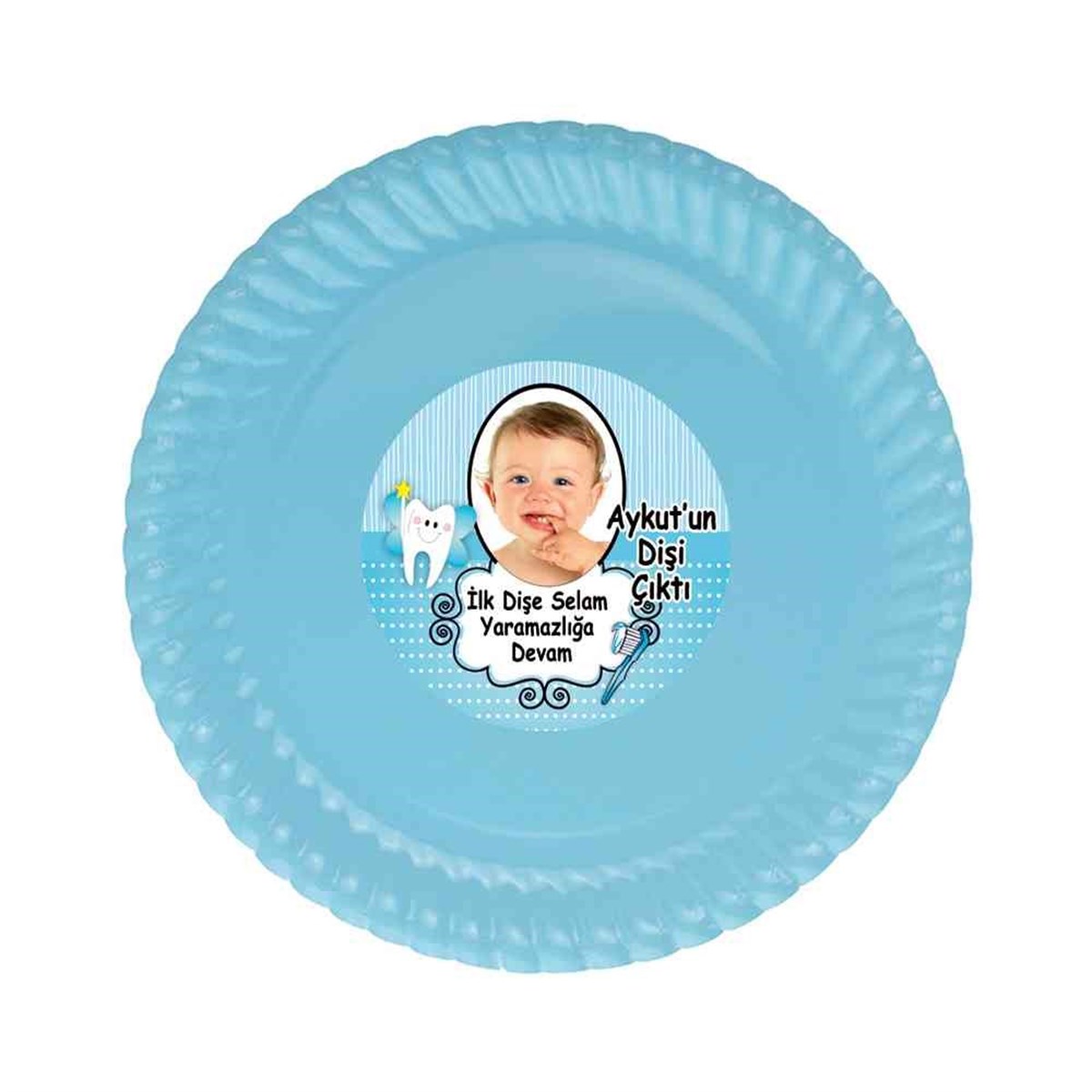 Diş Buğdayı Melek Mavi Dişler Etiketli Tabak 