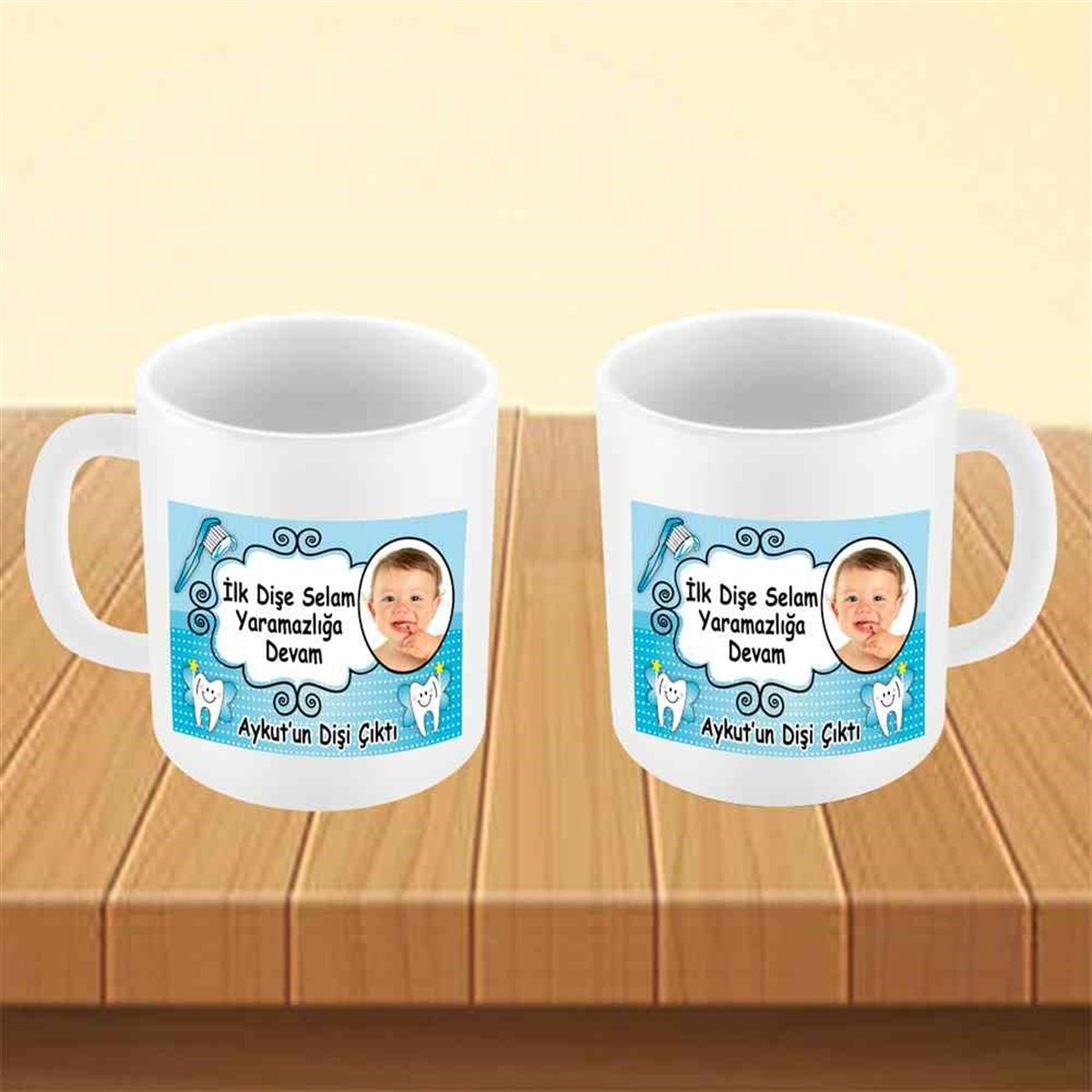 Diş Buğdayı Melek Mavi Dişler Kupa Bardak Mug  