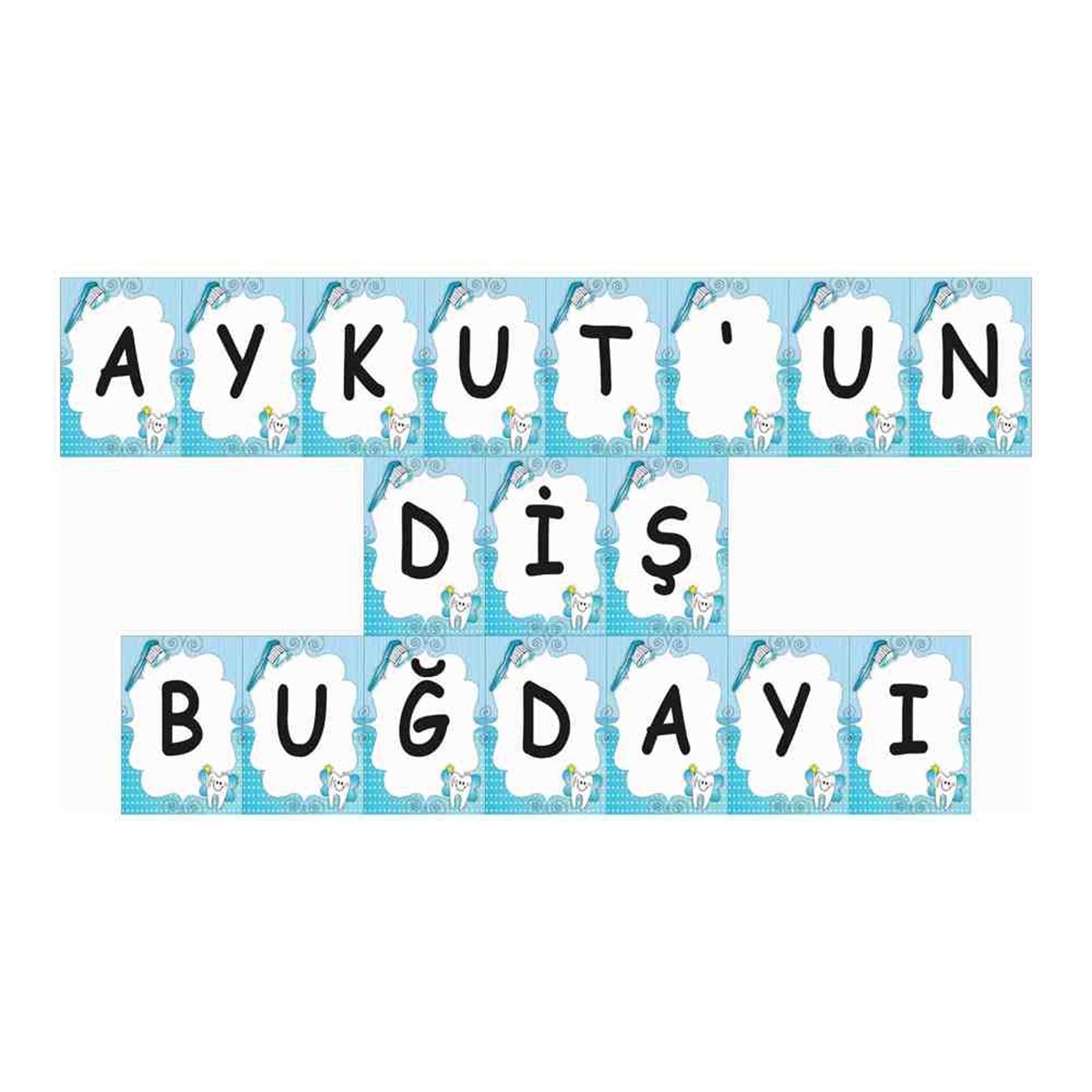 Diş Buğdayı Melek Mavi Dişler Seti Harf Banner 