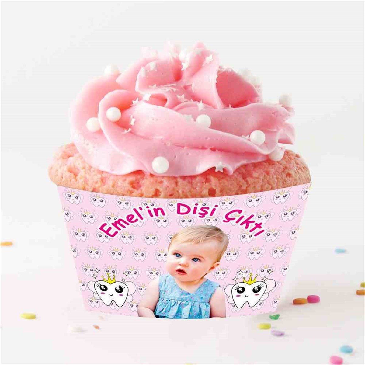 Diş Buğdayı Melekli Dişli Konsept Cupcake Sargısı 