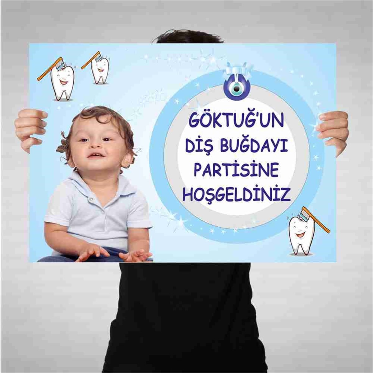 Diş Buğdayı Nazar Boncuklu Bez Afiş 