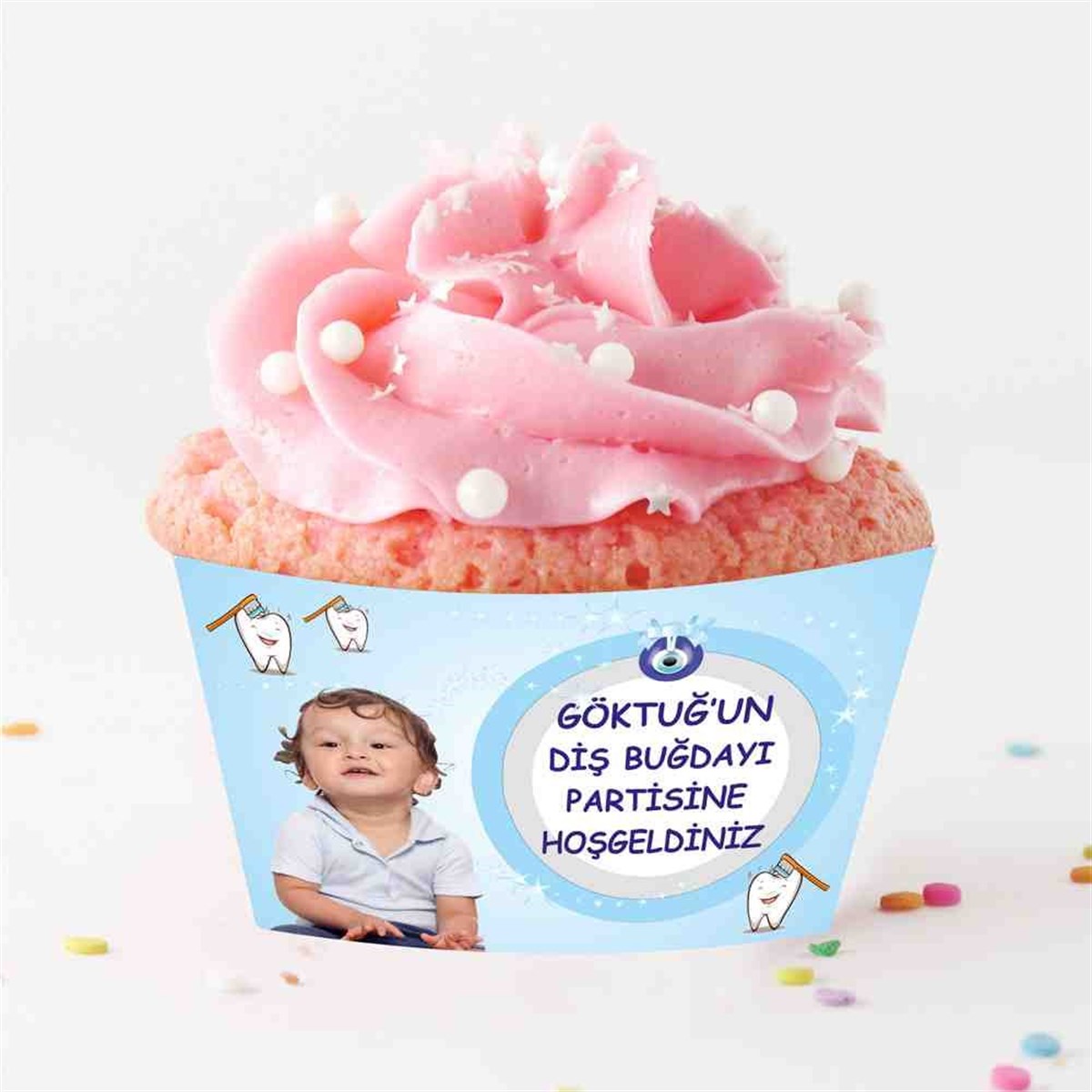Diş Buğdayı Nazar Boncuklu Cupcake Sargısı 