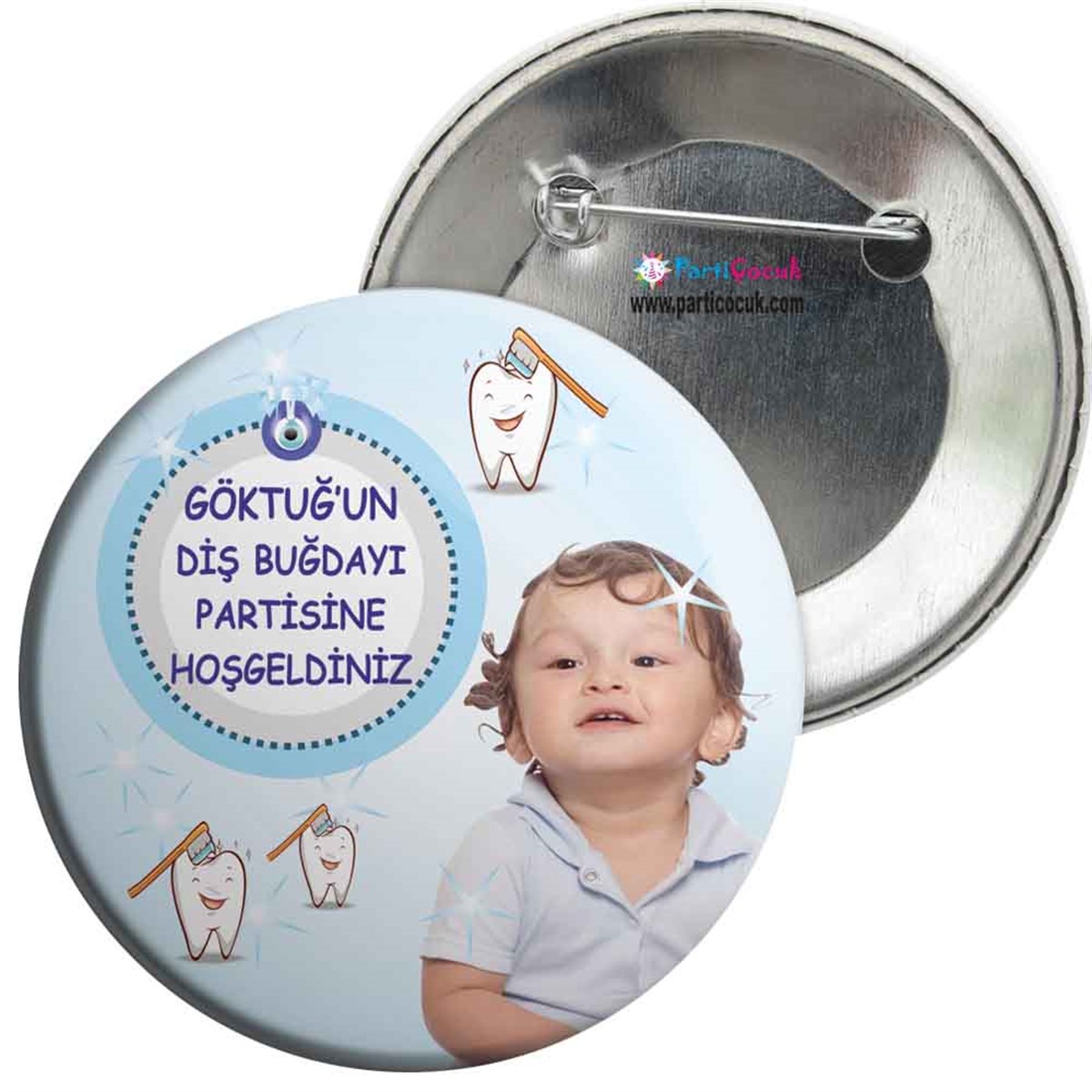 Diş Buğdayı Nazar Boncuklu İğneli Rozet 