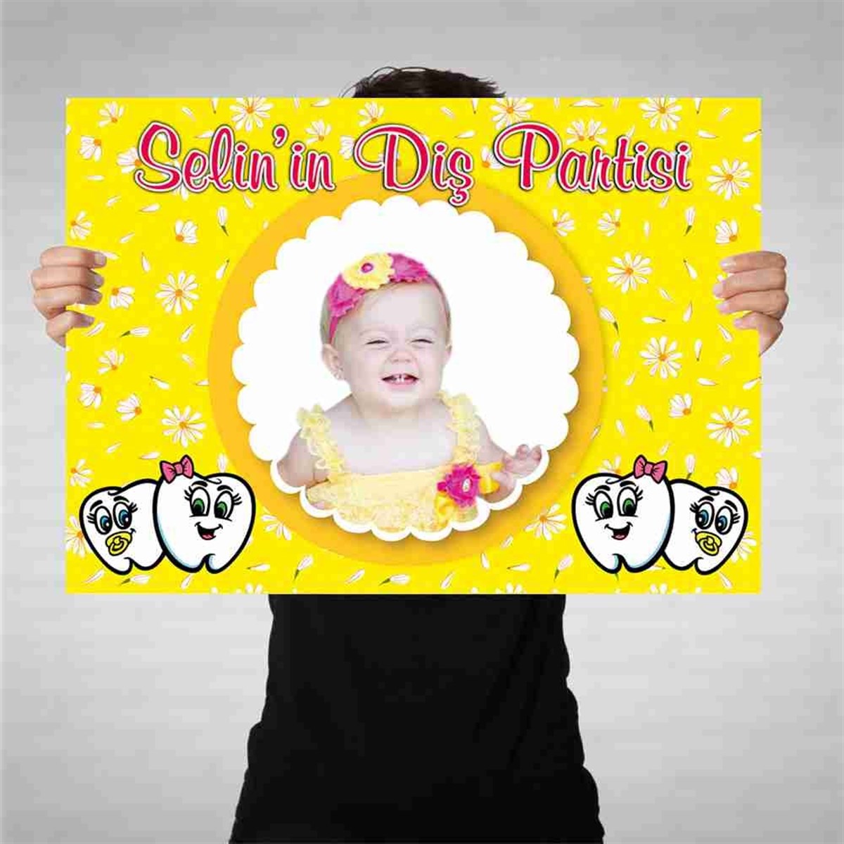Diş Buğdayı Papatyalı Bebek Diş Bez Afiş 