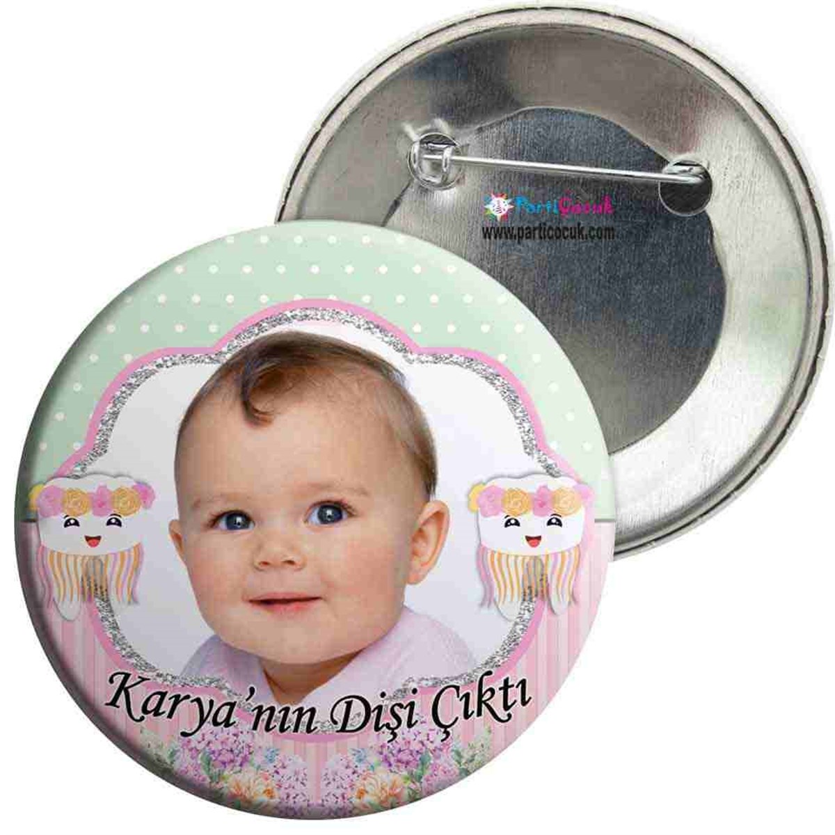 Diş Buğdayı Partisi Çiçekli Diş İğneli Rozet 