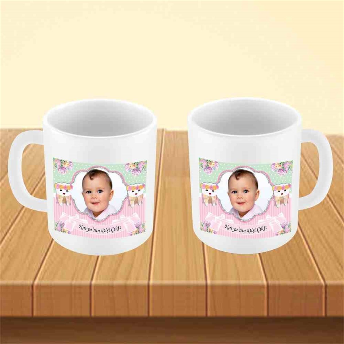 Diş Buğdayı Partisi Çiçekli Diş Kupa Bardak Mug 