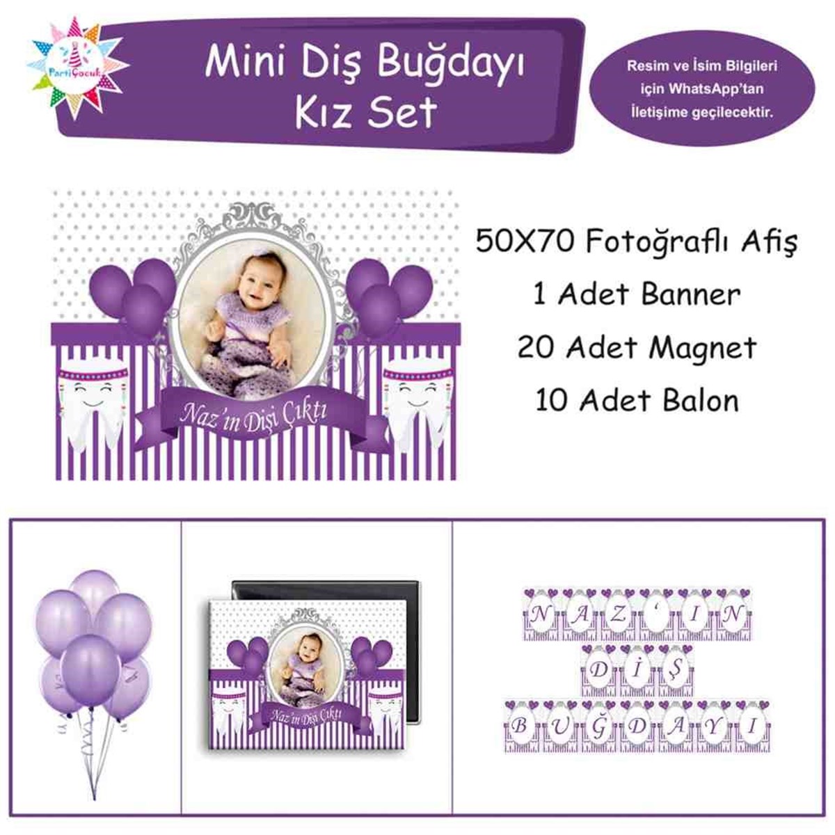 Diş Buğdayı Partisi Çiçekli Diş Mini Set 