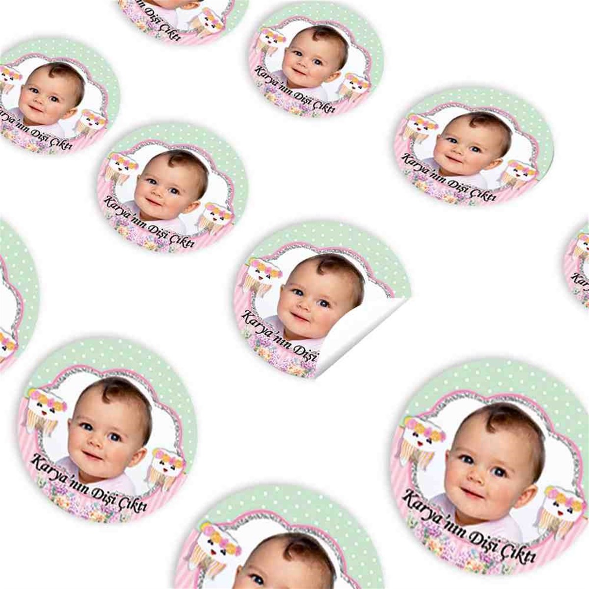 Diş Buğdayı Partisi Çiçekli Diş Sticker 30 Adet 
