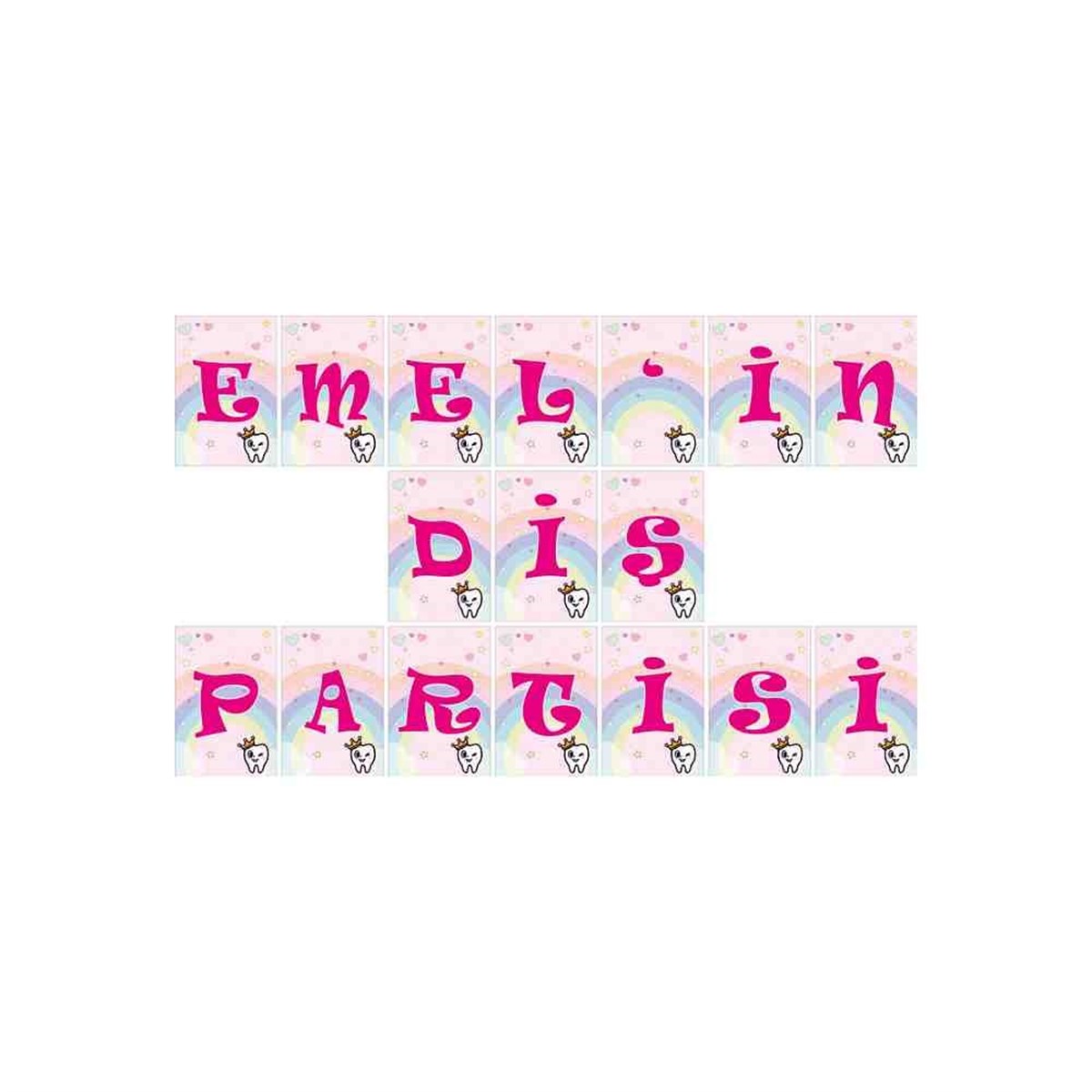 Diş Buğdayı Pembe Diş Fırçalı Melekli Harf Banner 