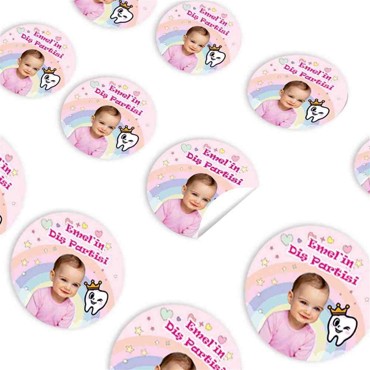 Diş Buğdayı Pembe Diş Fırçalı Melekli Sticker 30 Adet 