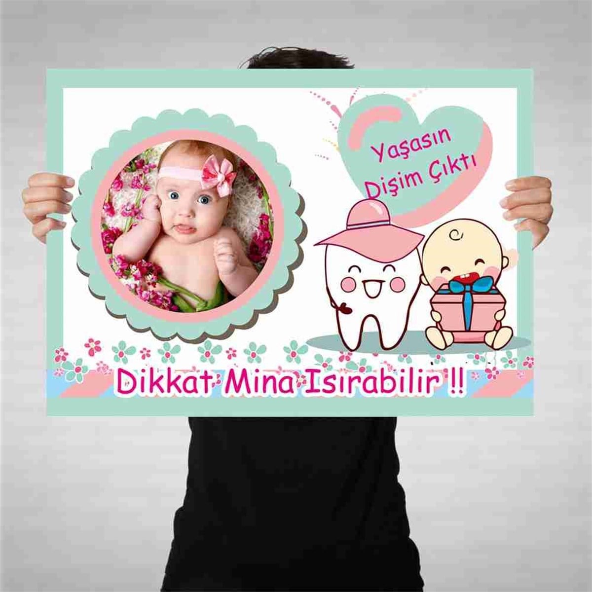 Diş Buğdayı Pembe Şapkalı Konsept Bez Afiş  