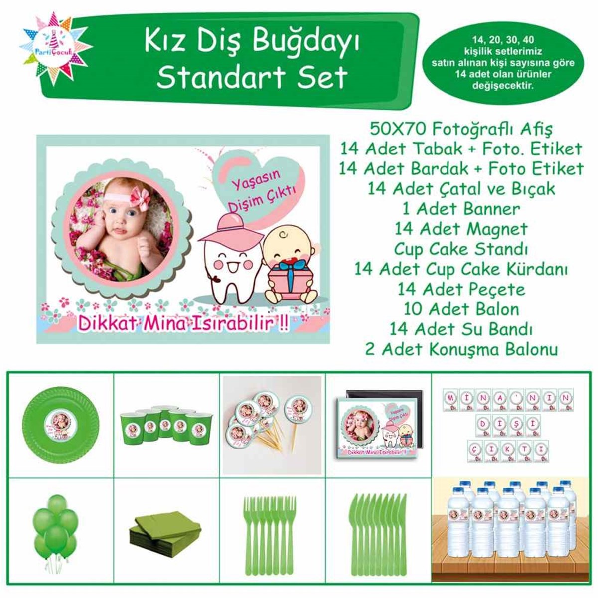Diş Buğdayı Pembe Şapkalı Konsept Standart Set  