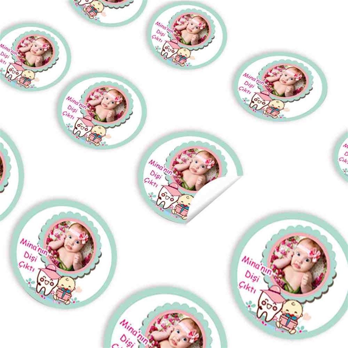Diş Buğdayı Pembe Şapkalı Konsept Sticker 30 Adet  