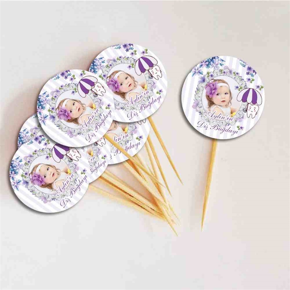 Diş Buğdayı Pembe Tatlı Diş Temalı Cupcake Kurdanı 