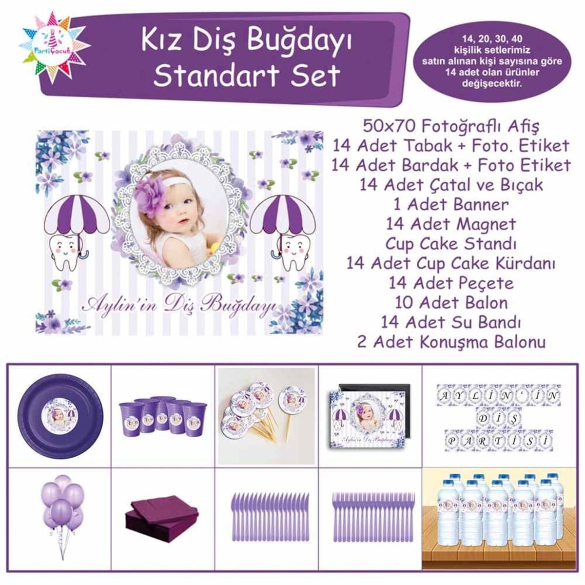 Diş Buğdayı Pembe Tatlı Diş Temalı Standart Set 