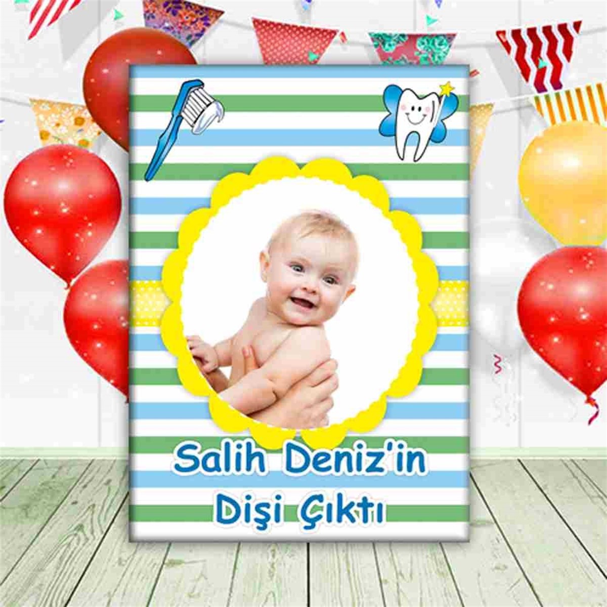 Diş Buğdayı Sarı Çizgili Ayaklı Pano 