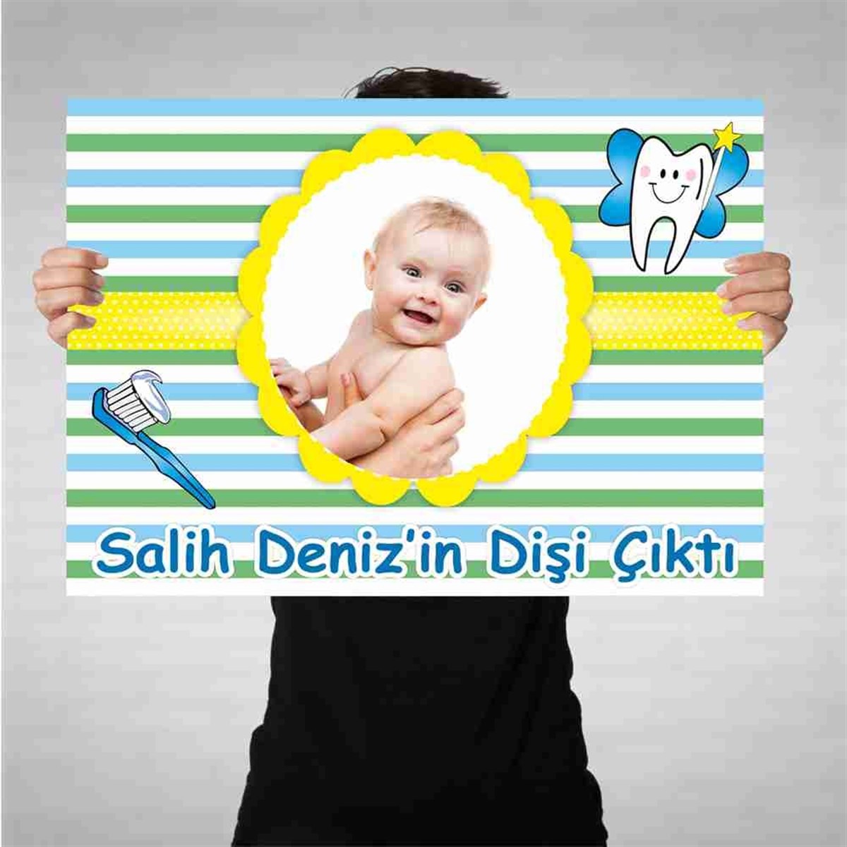 Diş Buğdayı Sarı Çizgili Bez Afiş 