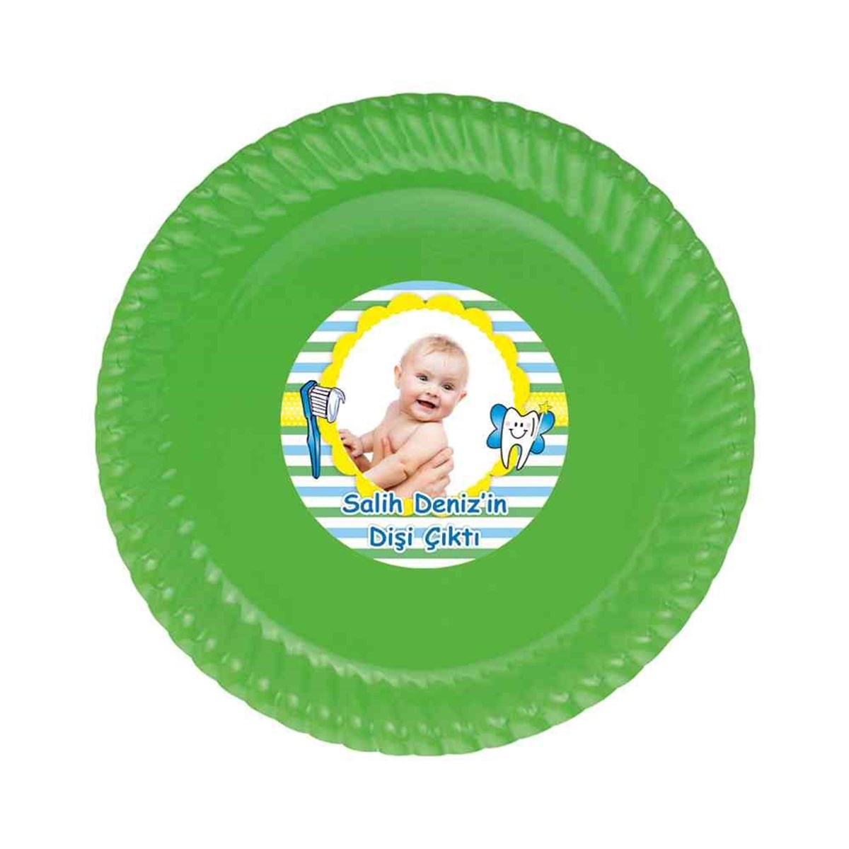 Diş Buğdayı Sarı Çizgili Etiketli Tabak 