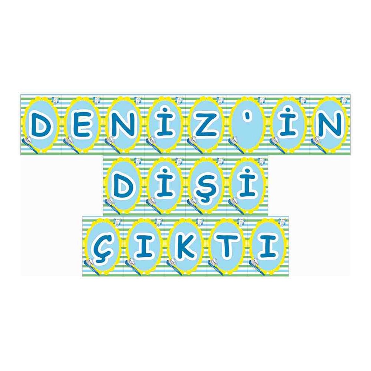 Diş Buğdayı Sarı Çizgili Parti Seti Harf Banner 