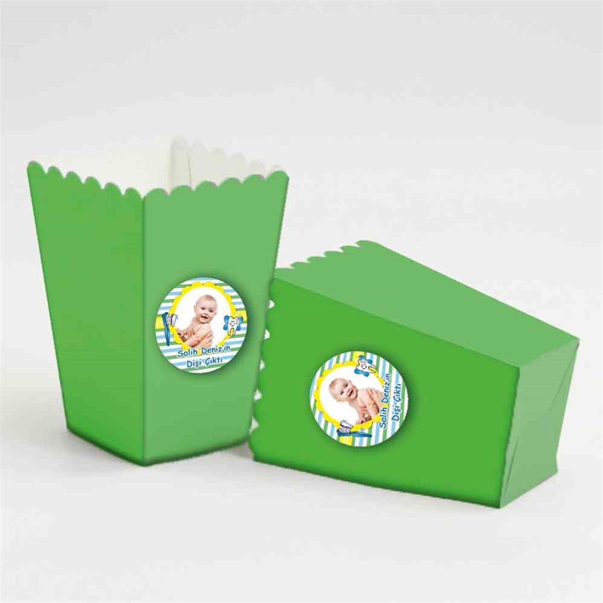 Diş Buğdayı Sarı Çizgili Popcorn Kutusu 10 Adet  