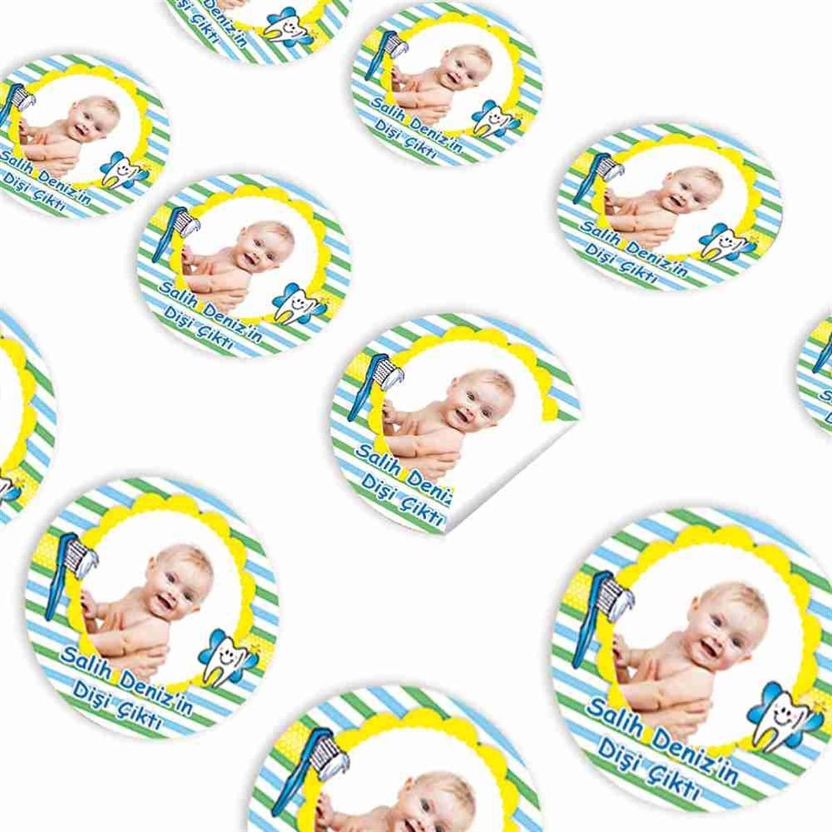 Diş Buğdayı Sarı Çizgili Sticker 30 Adet 