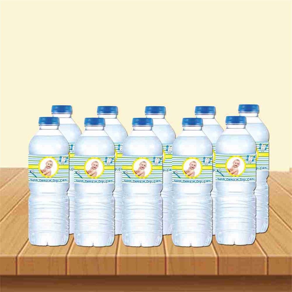 Diş Buğdayı Sarı Çizgili Su Şisesi Bandı 