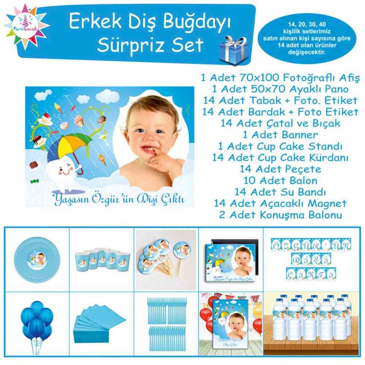 Diş Buğdayı Şemsiyeli Diş Parti Seti Sürpriz Set 