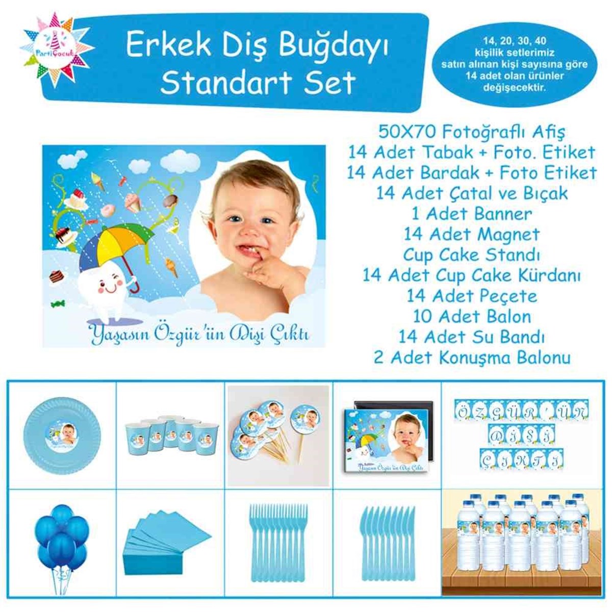 Diş Buğdayı Şemsiyeli Diş Parti Seti Standart Set 