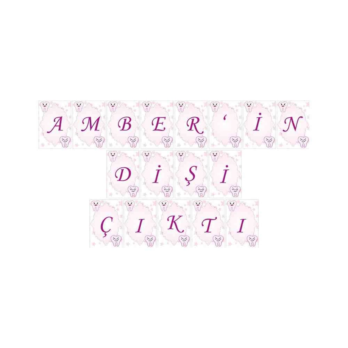 Diş Buğdayı Utangaç Mor Diş Parti Seti Harf Banner 