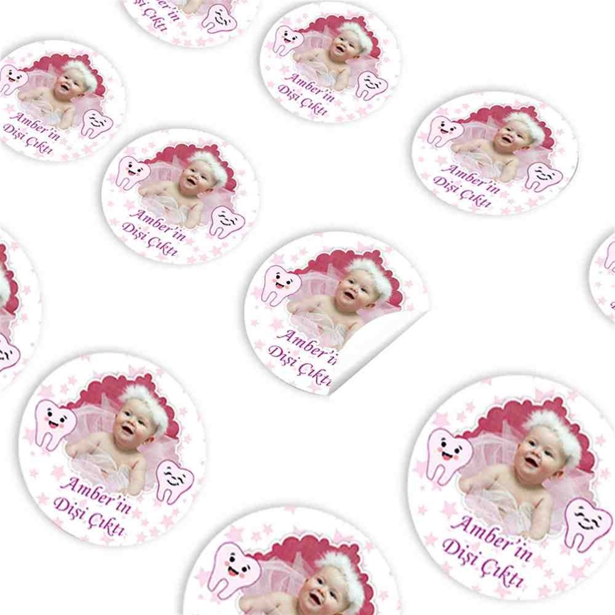 Diş Buğdayı Utangaç Mor Diş Parti Seti Sticker 30 Adet 