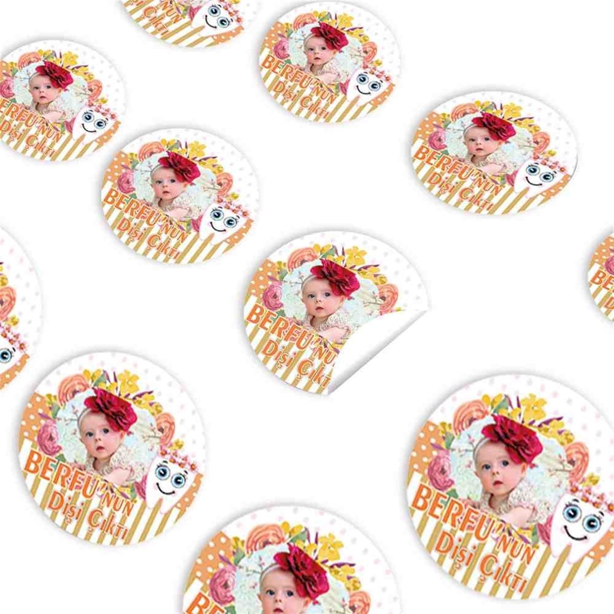 Diş Buğdayı Vintage Çiçekli Diş Parti Seti Sticker 30 Adet 