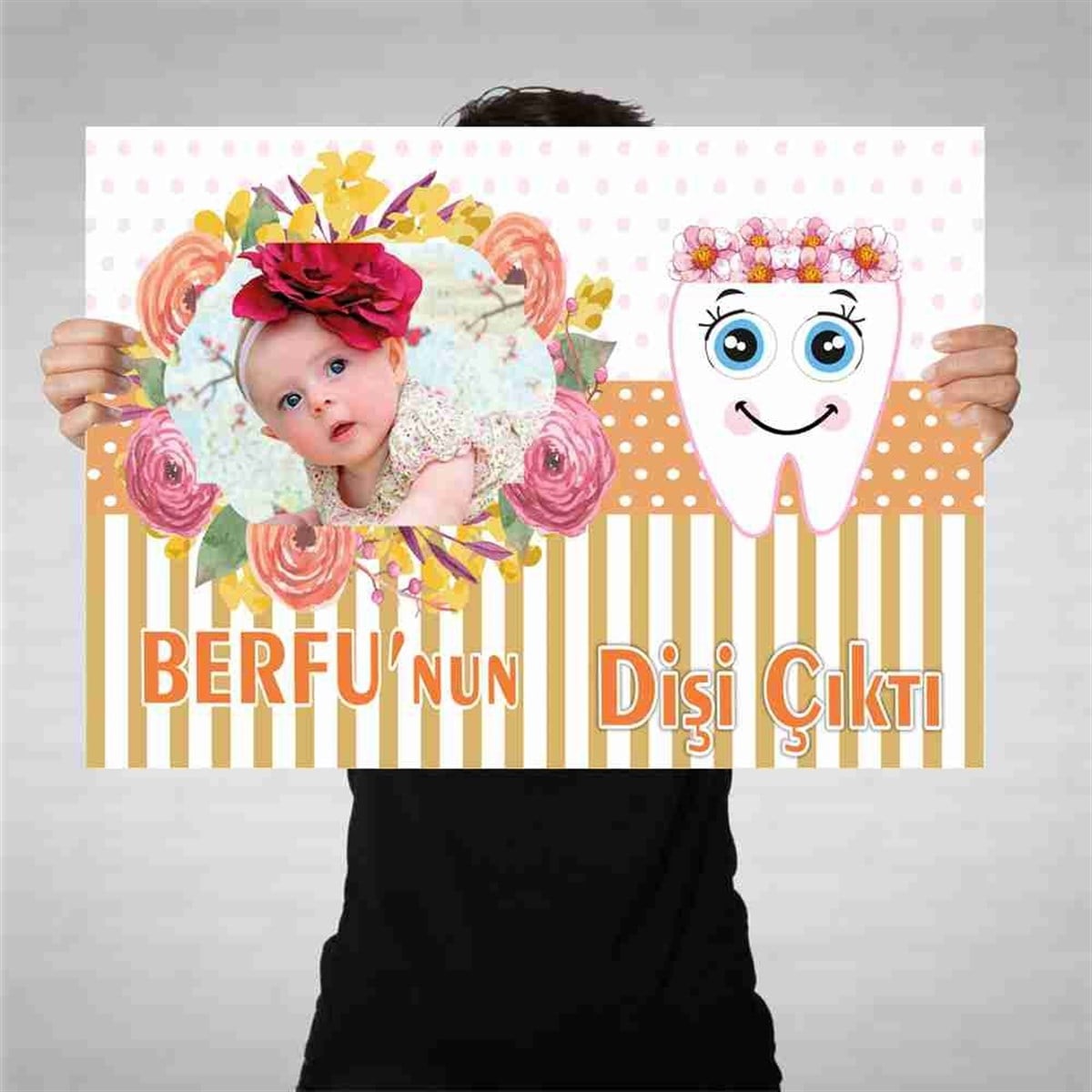 Diş Buğdayı Vintage Çiçekli Diş Parti Seti Bez Afiş 