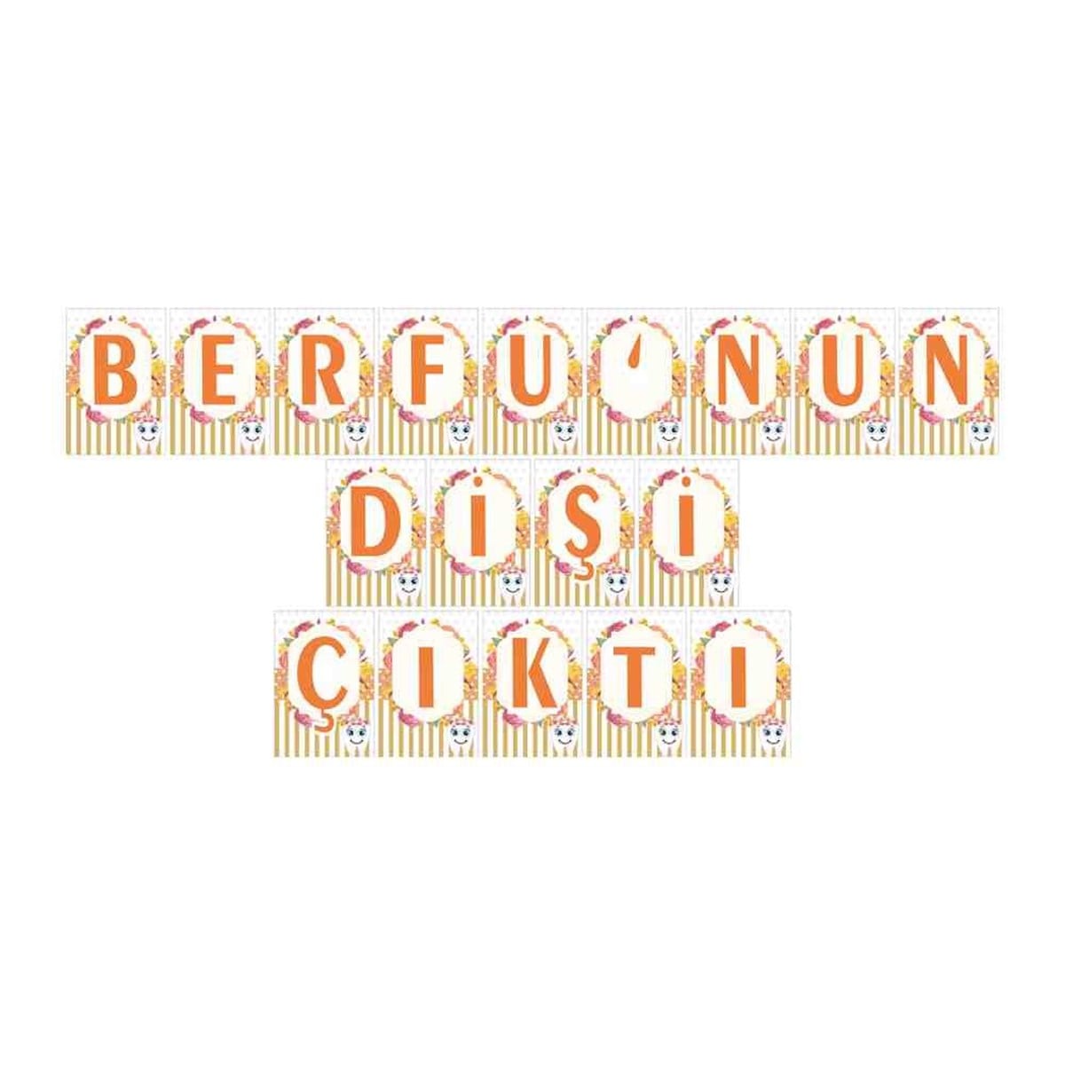 Diş Buğdayı Vintage Çiçekli Diş Parti Seti Harf Banner 