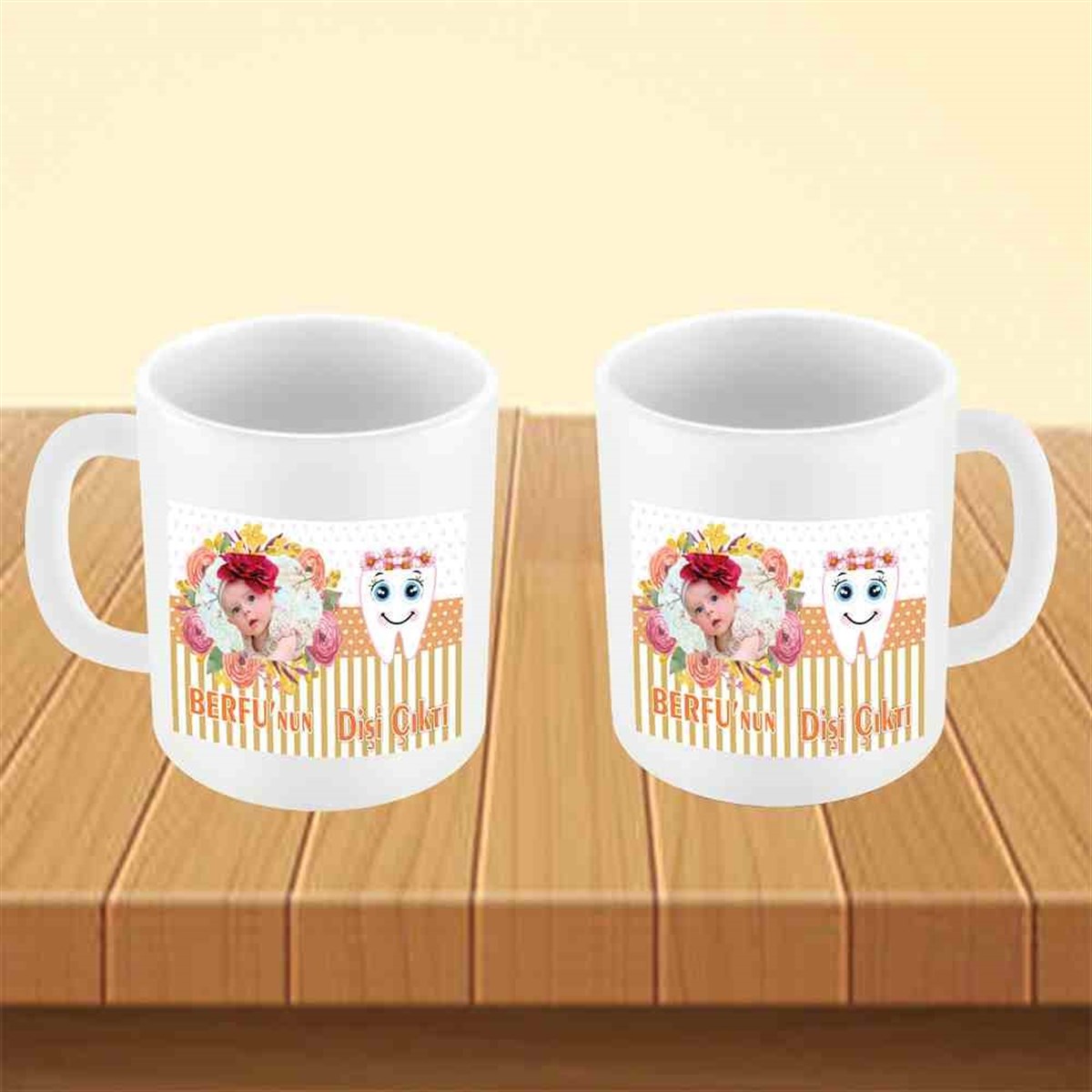 Diş Buğdayı Vintage Çiçekli Diş Parti Seti Kupa Bardak Mug 