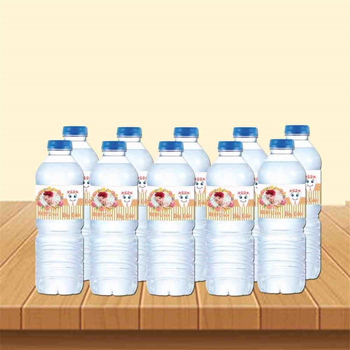 Diş Buğdayı Vintage Çiçekli Diş Parti Seti Su Şisesi Bandı 