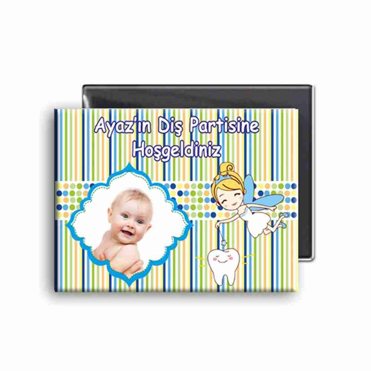 Diş Buğdayı Yeşil Çizgili Puantiyeli Buzdolabı Magneti 