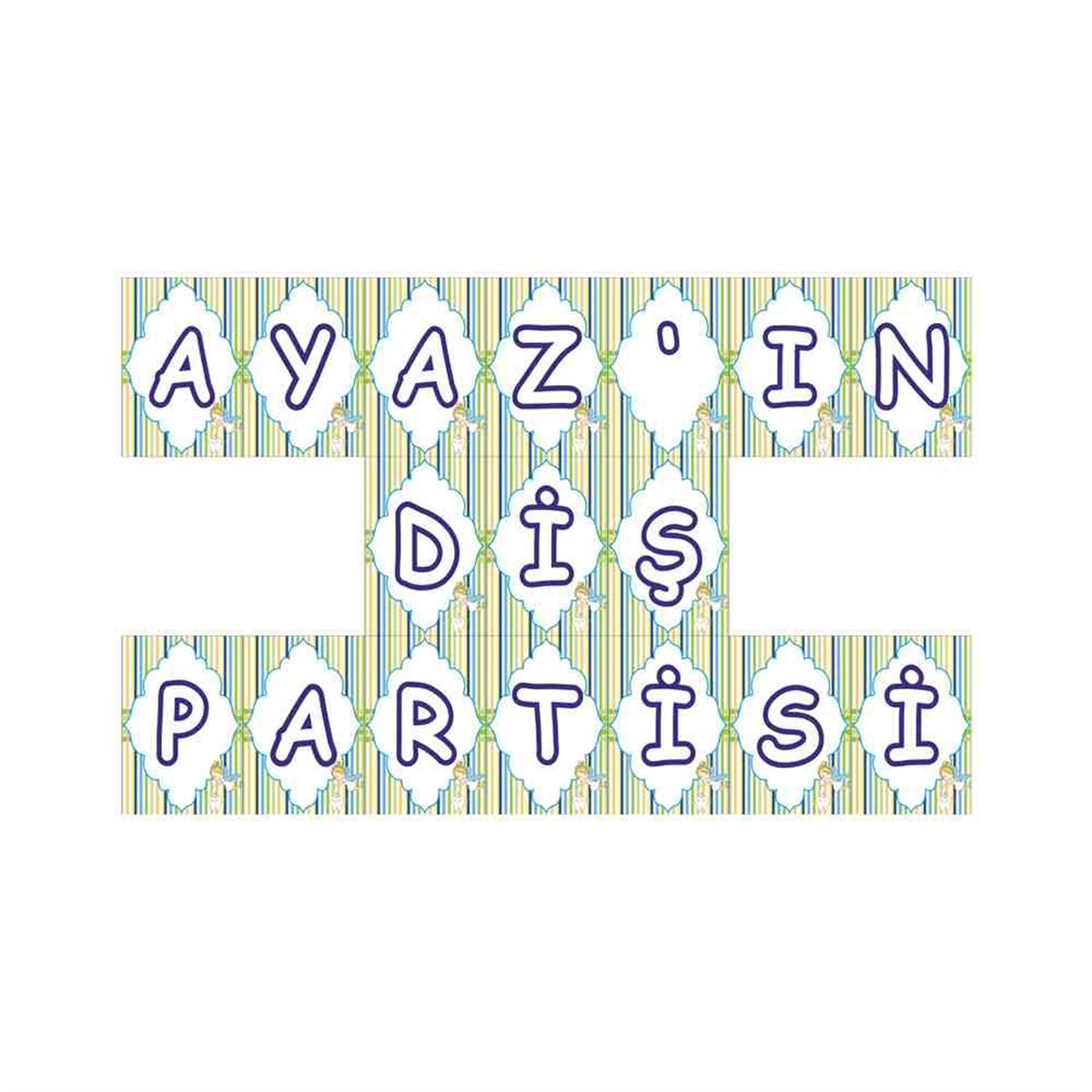 Diş Buğdayı Yeşil Çizgili Puantiyeli Parti Süsü Harf Banner 