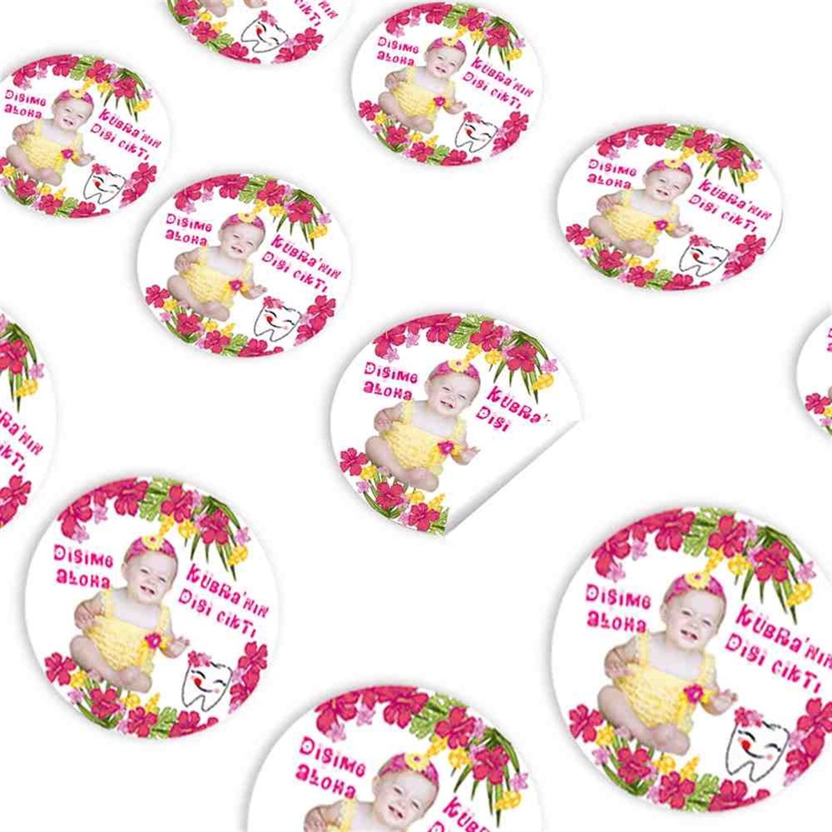 Diş Partisi Aloha Çicekli Parti Paketi  Sticker 30 Adet 