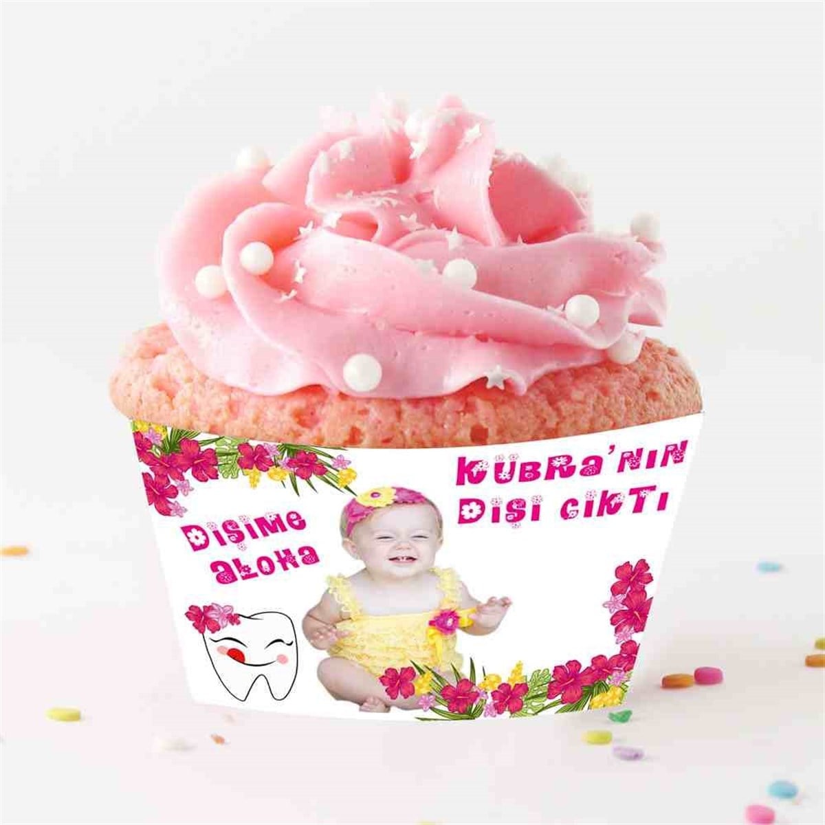 Diş Partisi Aloha Çicekli Parti Paketi  Cupcake Sargısı 