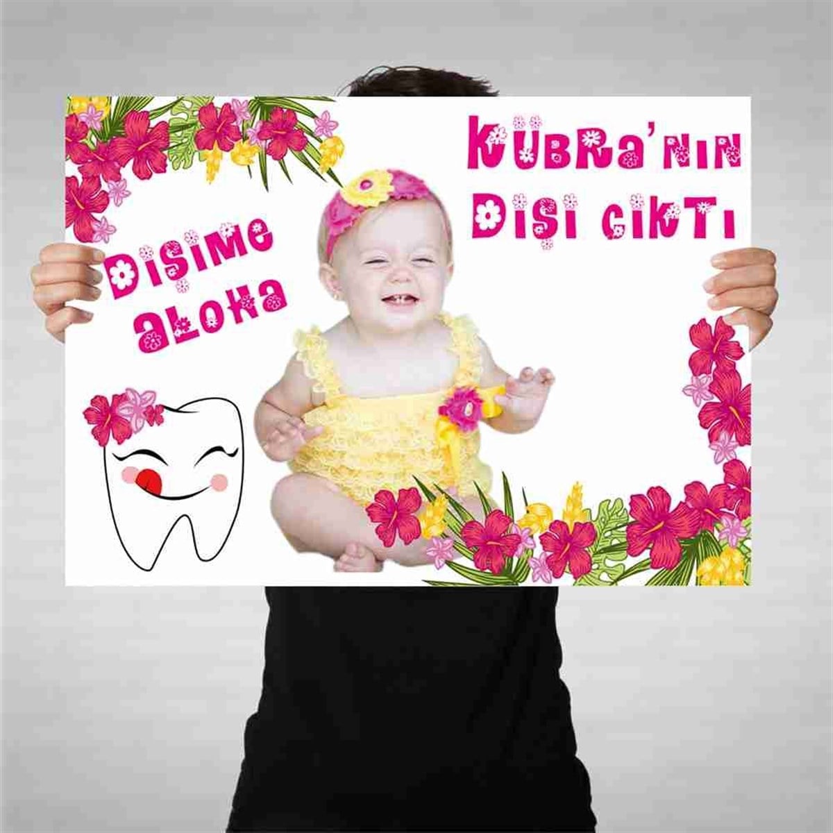 Diş Partisi Aloha Çicekli Parti Paketi  Bez Afiş 