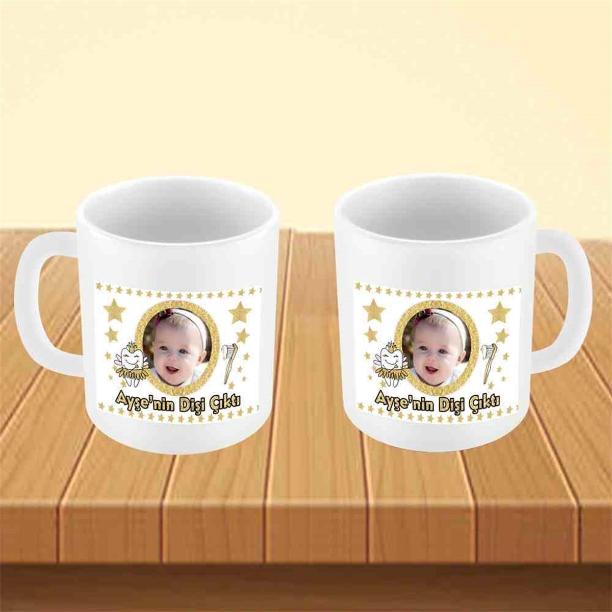 Diş Partisi Altın Yıldızlı Temalı Kupa Bardak Mug 