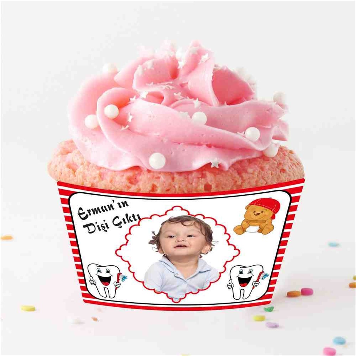 Diş Partisi Ayılı ve Dişli Cupcake Sargısı 