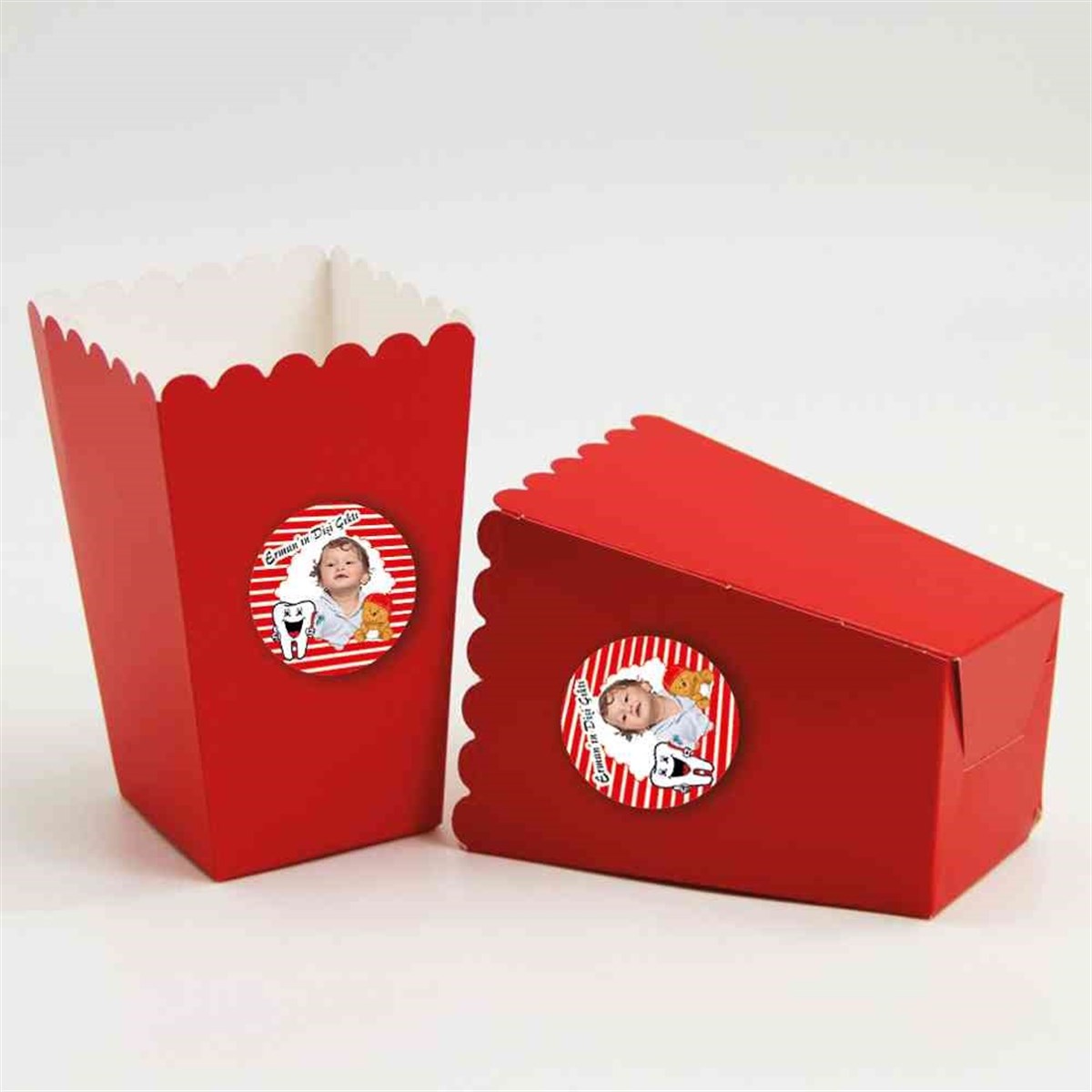 Diş Partisi Ayılı ve Dişli Popcorn Kutusu 10 Adet  