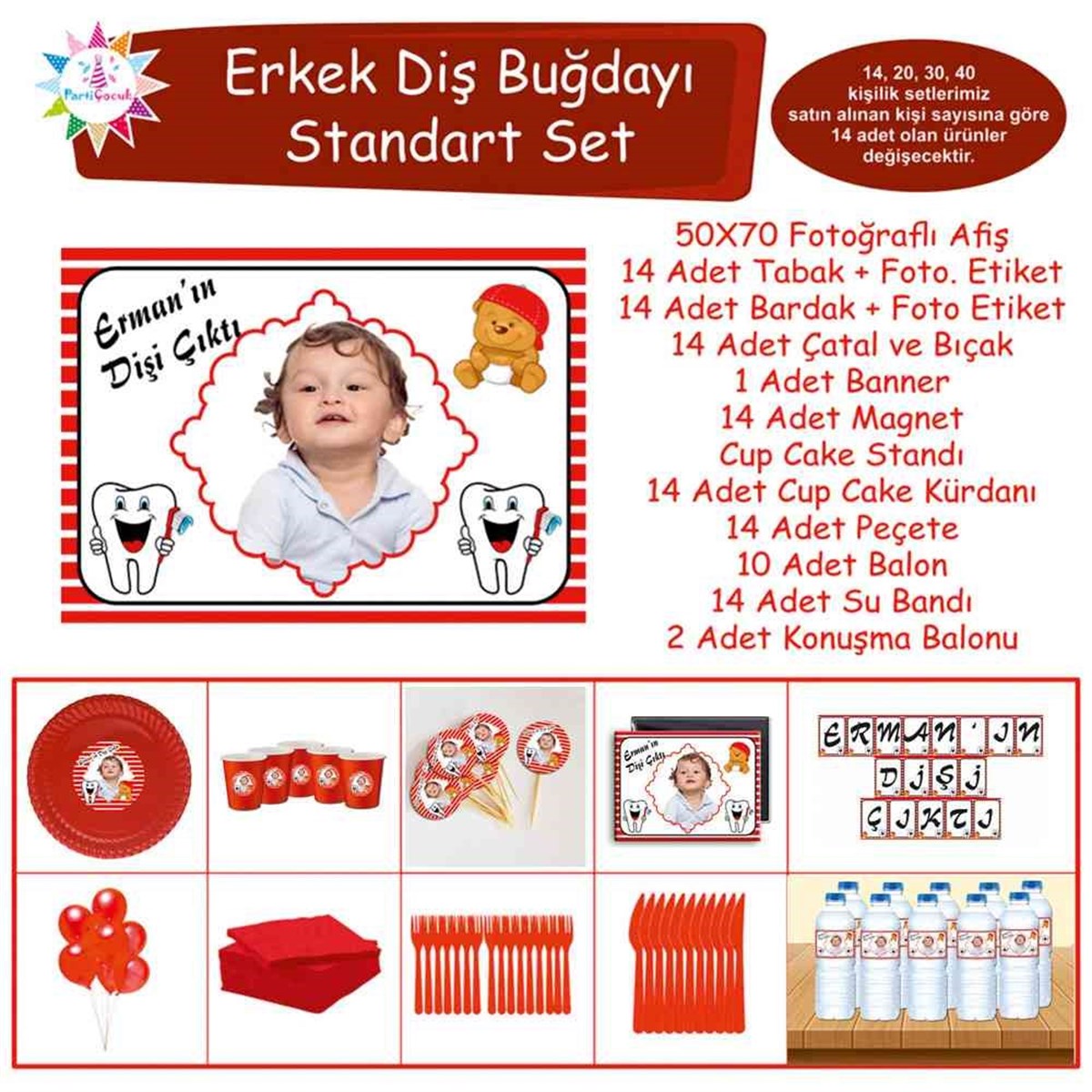 Diş Partisi Ayılı ve Dişli Standart Set 