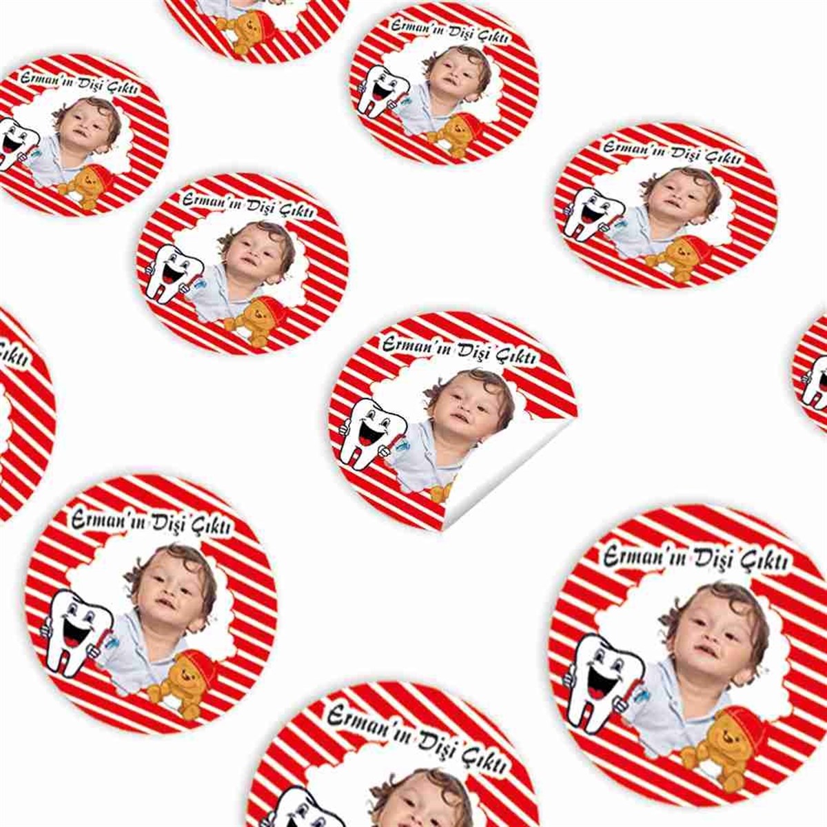 Diş Partisi Ayılı ve Dişli Sticker 30 Adet 