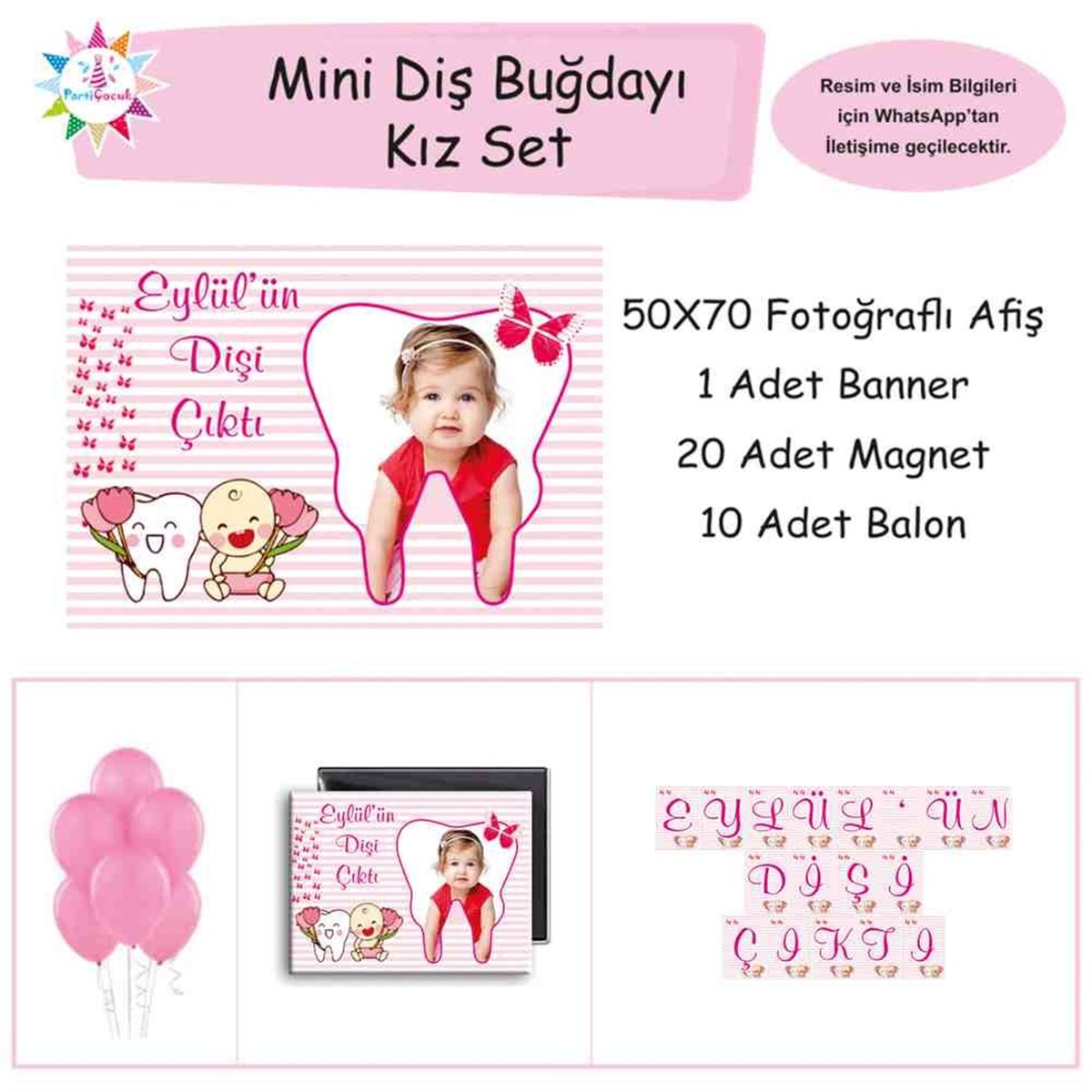 Diş Partisi Balonlu Çizgili Kavuniçi Mini Set 
