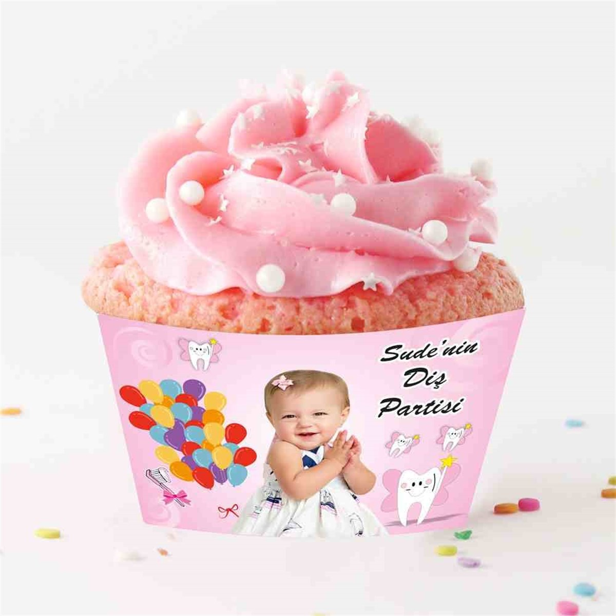Diş Partisi Balonlu Dişli Parti Seti Cupcake Sargısı 