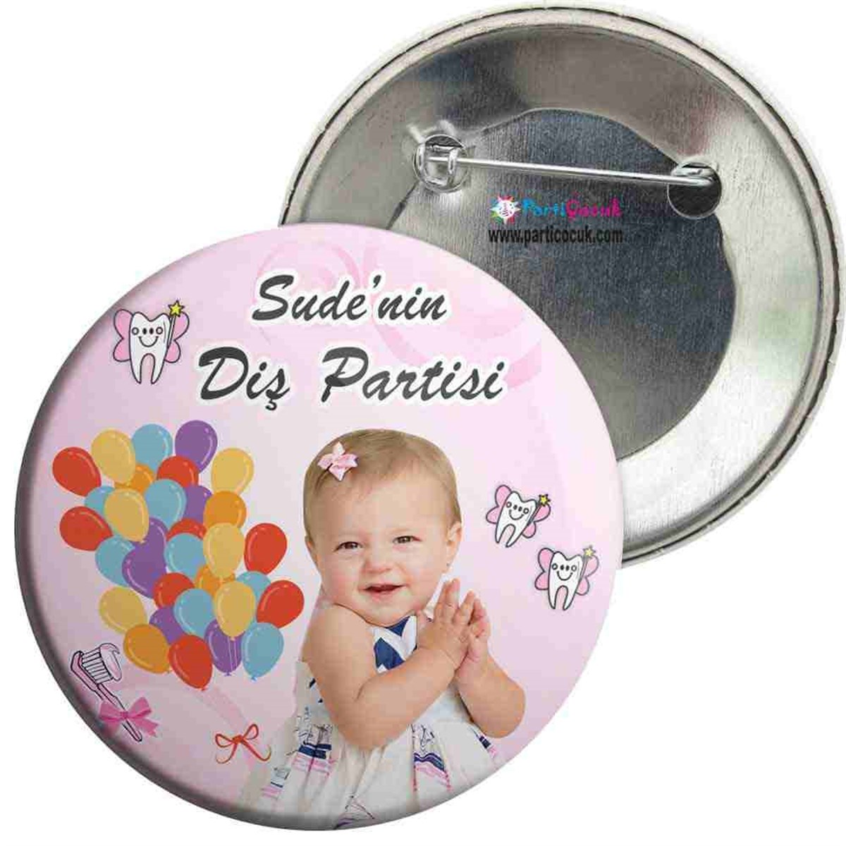 Diş Partisi Balonlu Dişli Parti Seti İğneli Rozet 