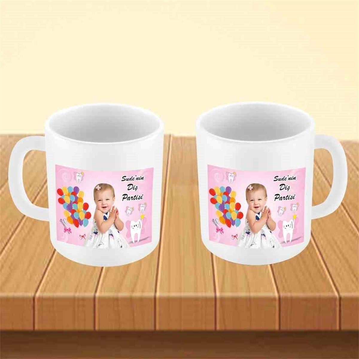 Diş Partisi Balonlu Dişli Parti Seti Kupa Bardak Mug 