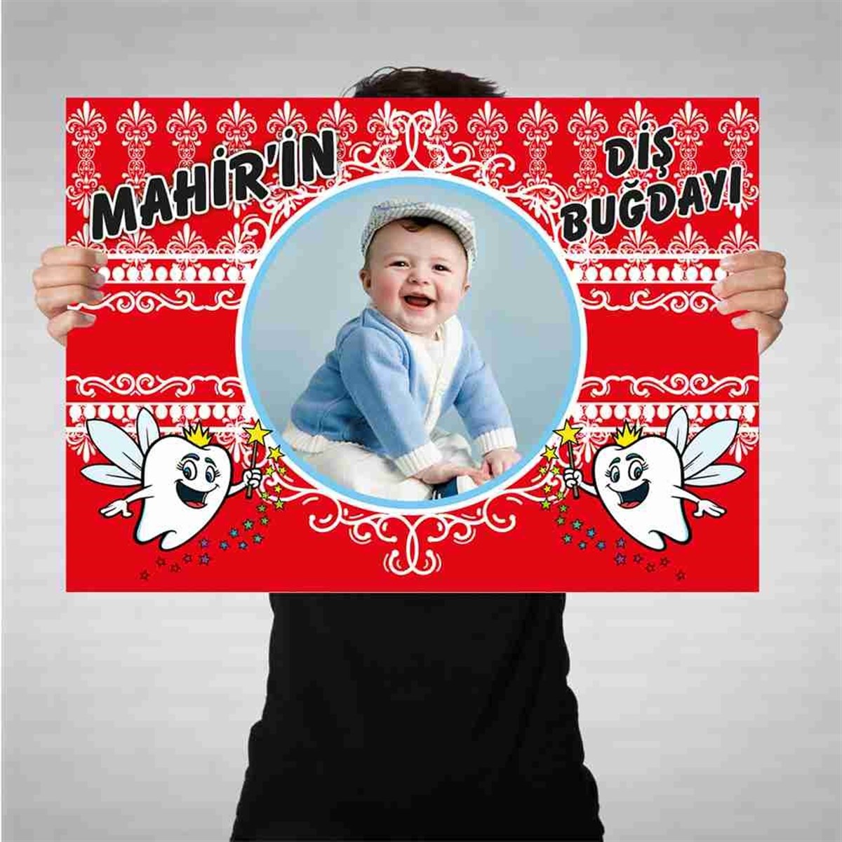 Diş Partisi Desenli Dişli Bez Afiş 